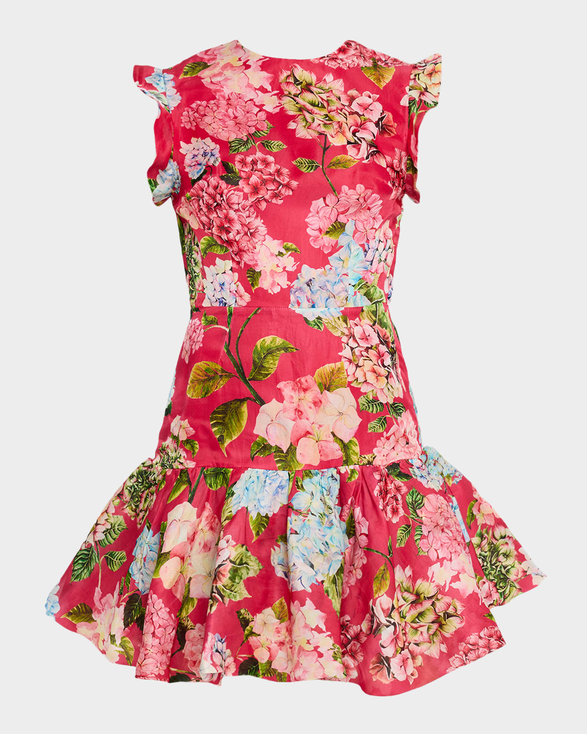 La Fuori Sleeveless Hydrangea-print Bubble Mini Dress