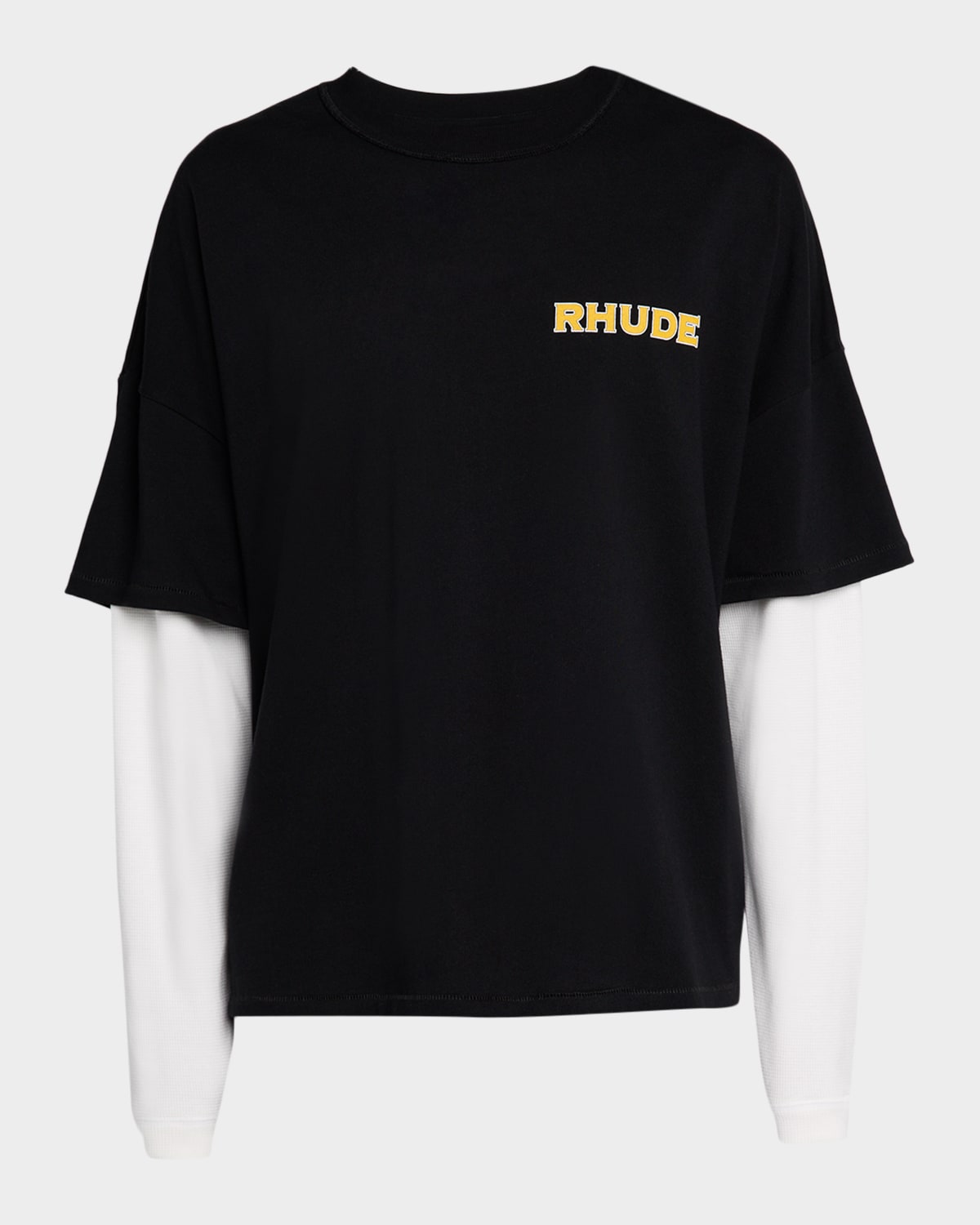 Rhude Men's Steel Double-layer Long Sleeve T-shirt In Black