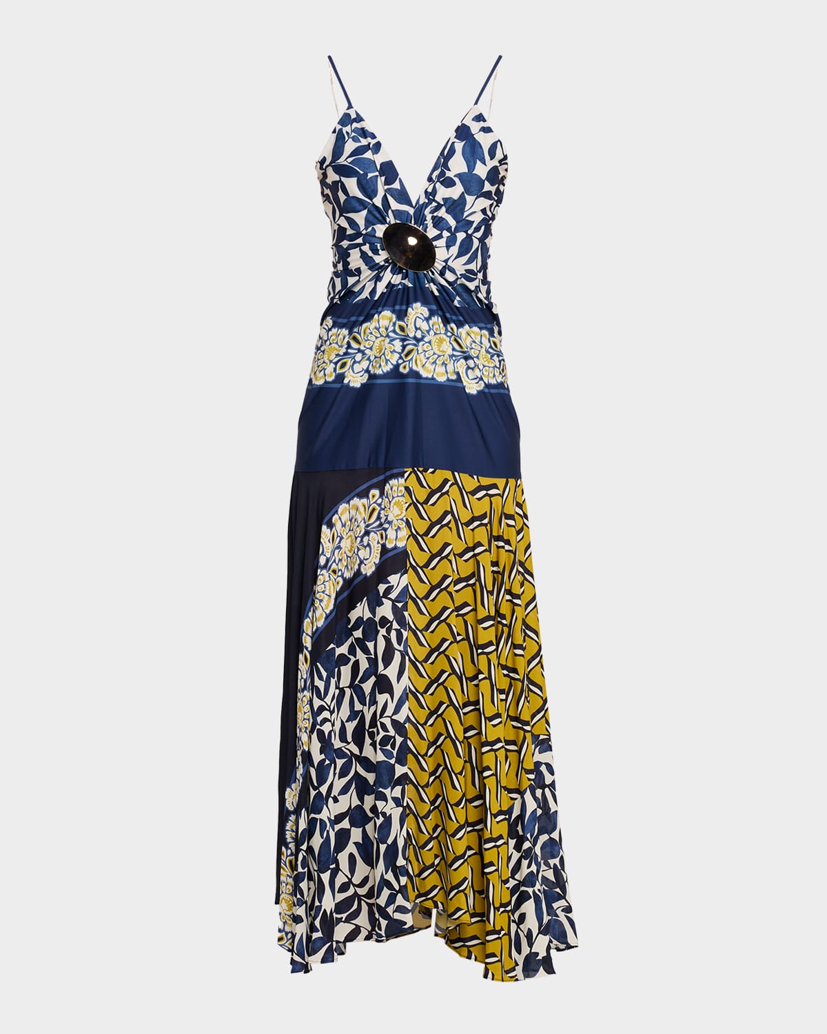 Silvia Tcherassi Casiana Mixed-print Sleeveless Drop-waist Maxi Dress