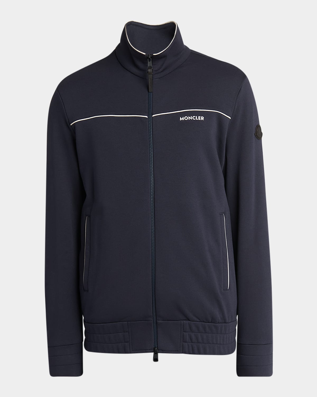 Moncler Cotton And Modal Sweatshirt With Zip In Blue
