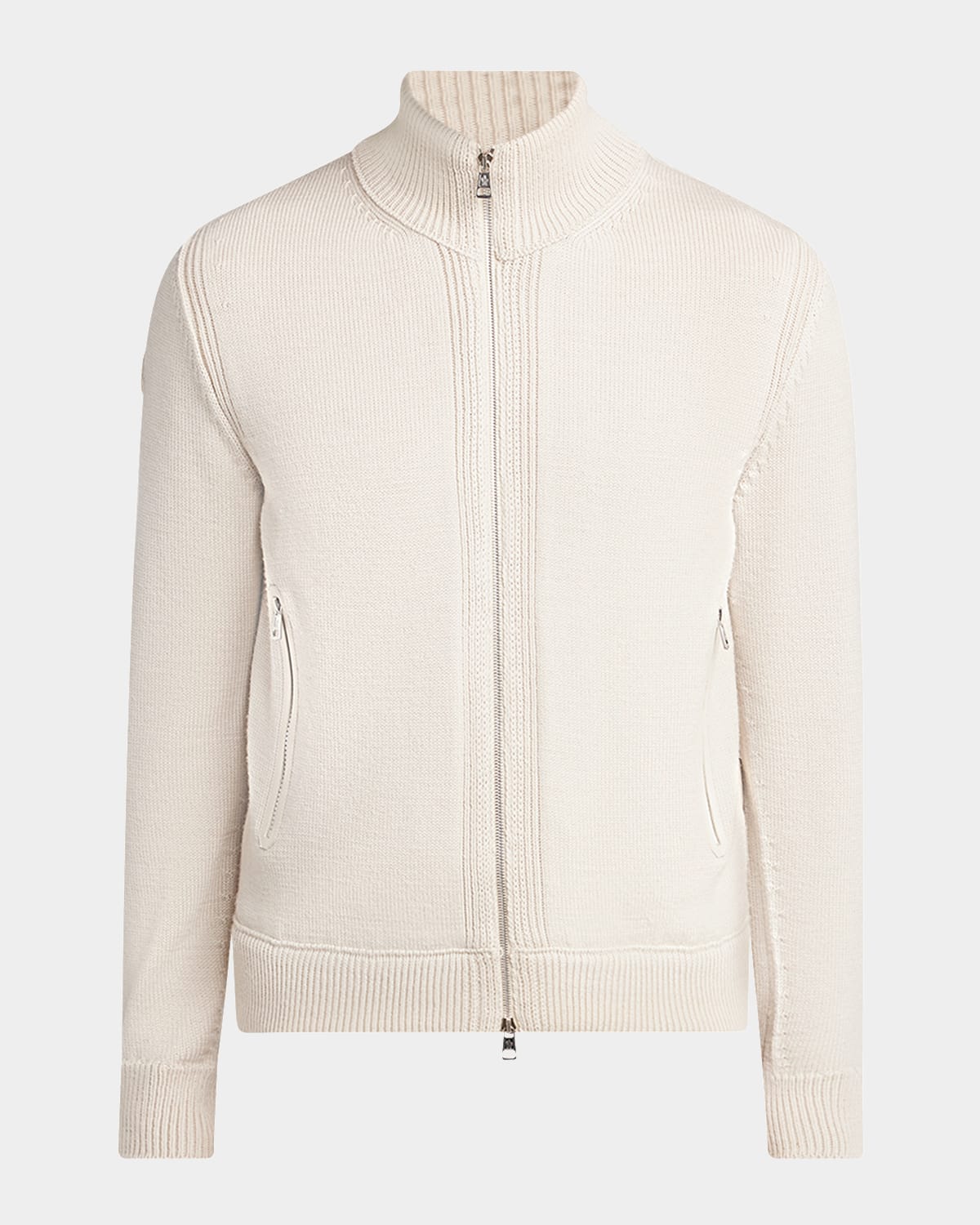 Moncler Men's Edit Padded Back Wool Cardigan In Neutral