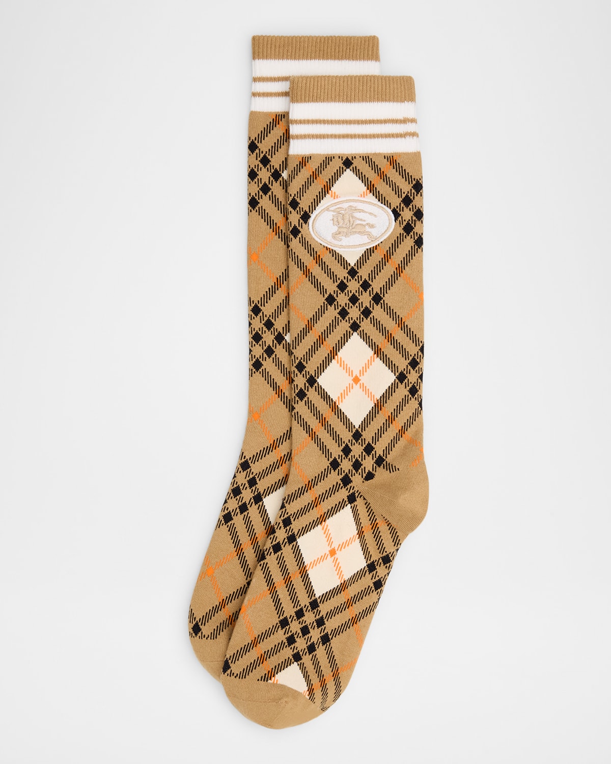 Burberry Ekd Argyle Check Cotton Blend Socks In Purple