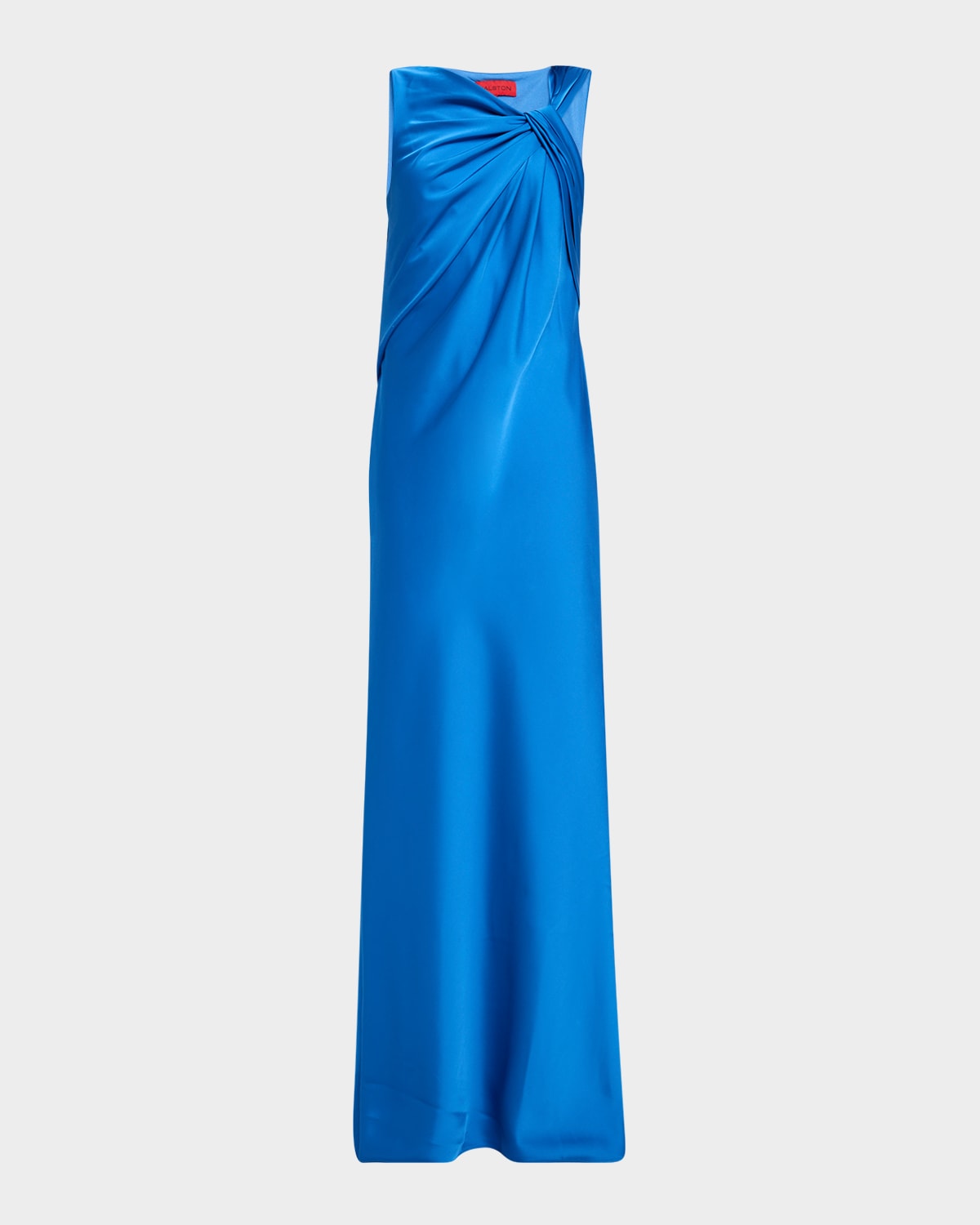 HALSTON FRANCINE TWIST-FRONT SATIN COLUMN GOWN 
