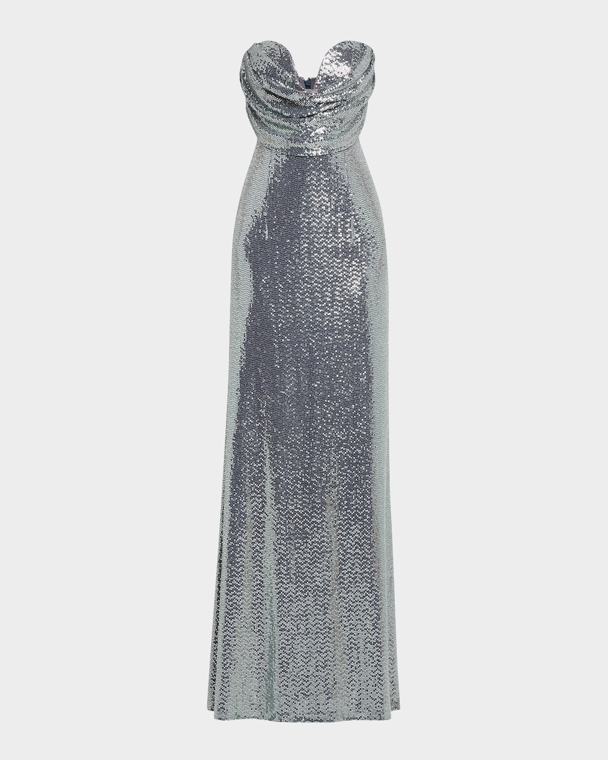HALSTON JULIETTE STRAPLESS DISCO JERSEY GOWN 