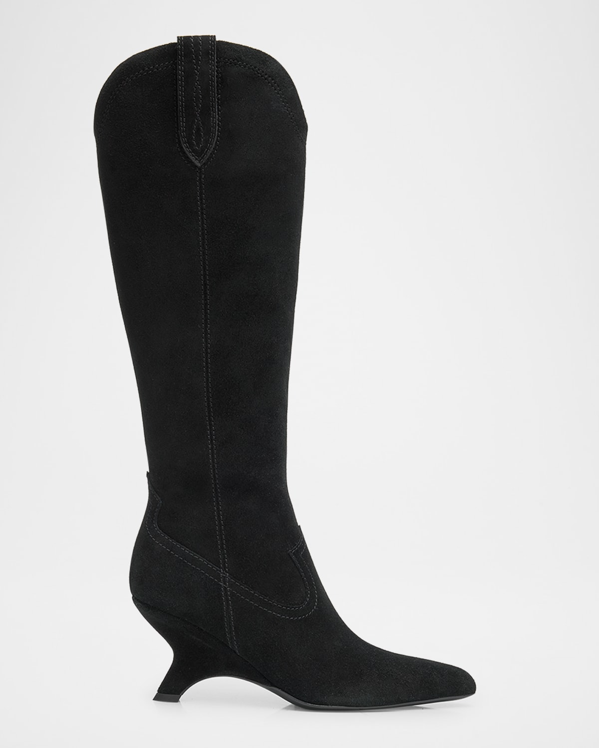 Simkhai Shadow Suede Western Knee Boots In Black