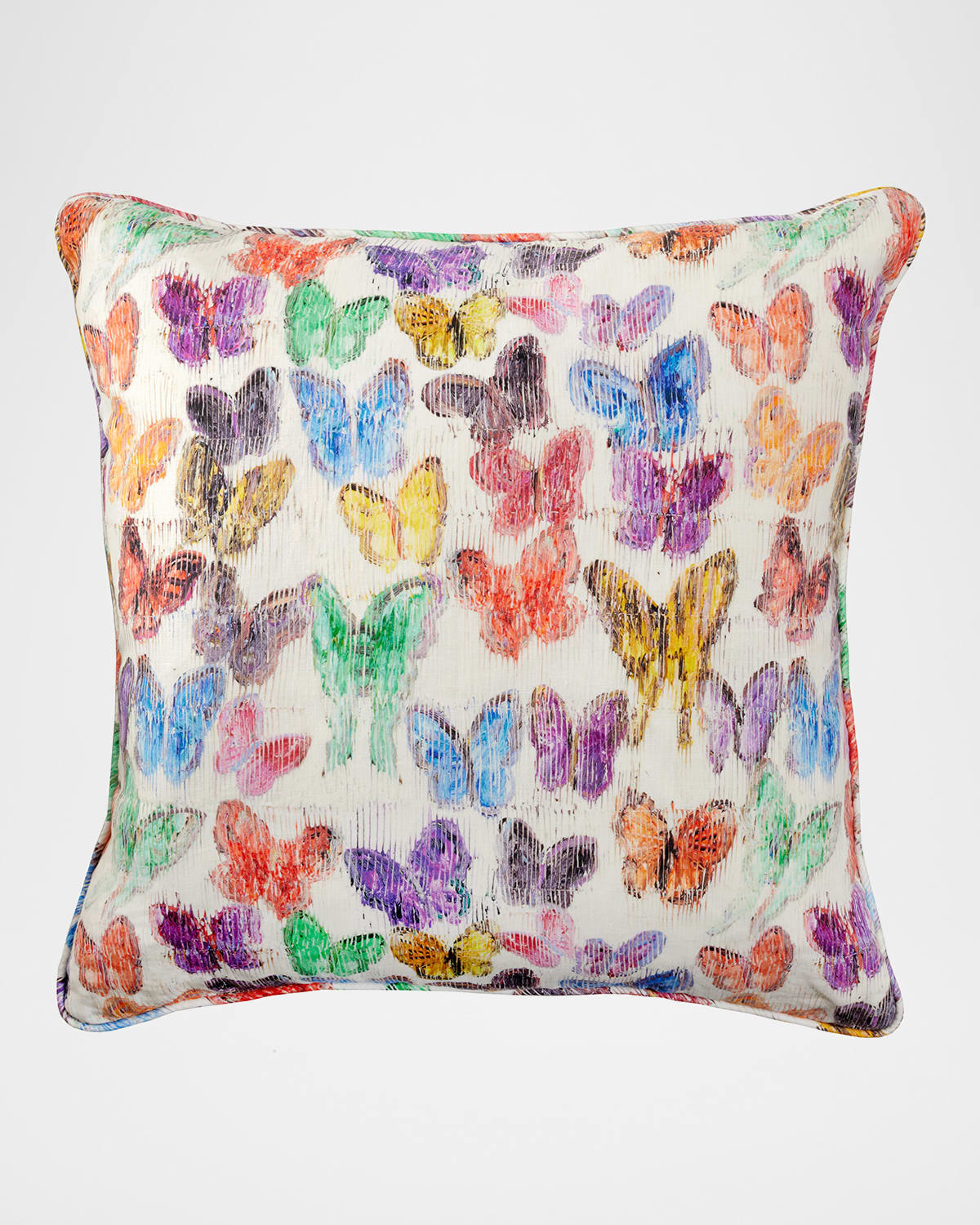 Hunt Slonem Spring Butterflies Linen Decorative Pillow, 22" In Multi