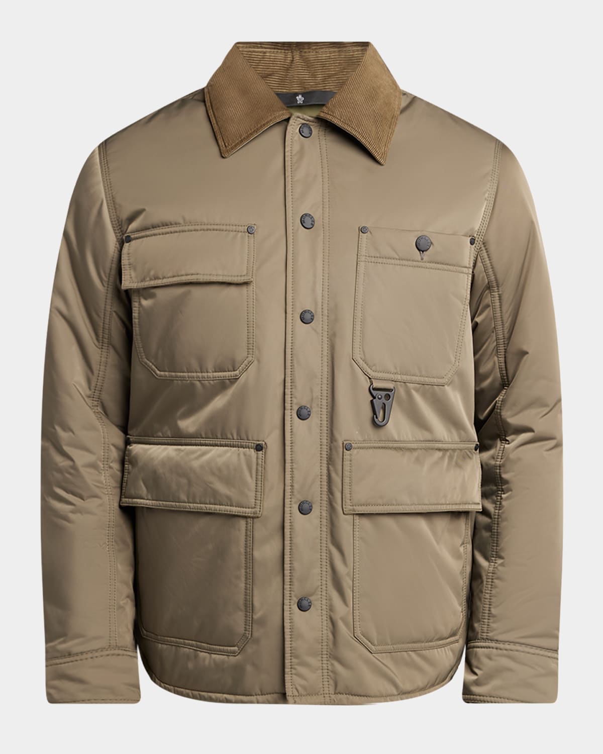 Moncler Apres Ski Corduroy-trimmed Down Jacket In Brown