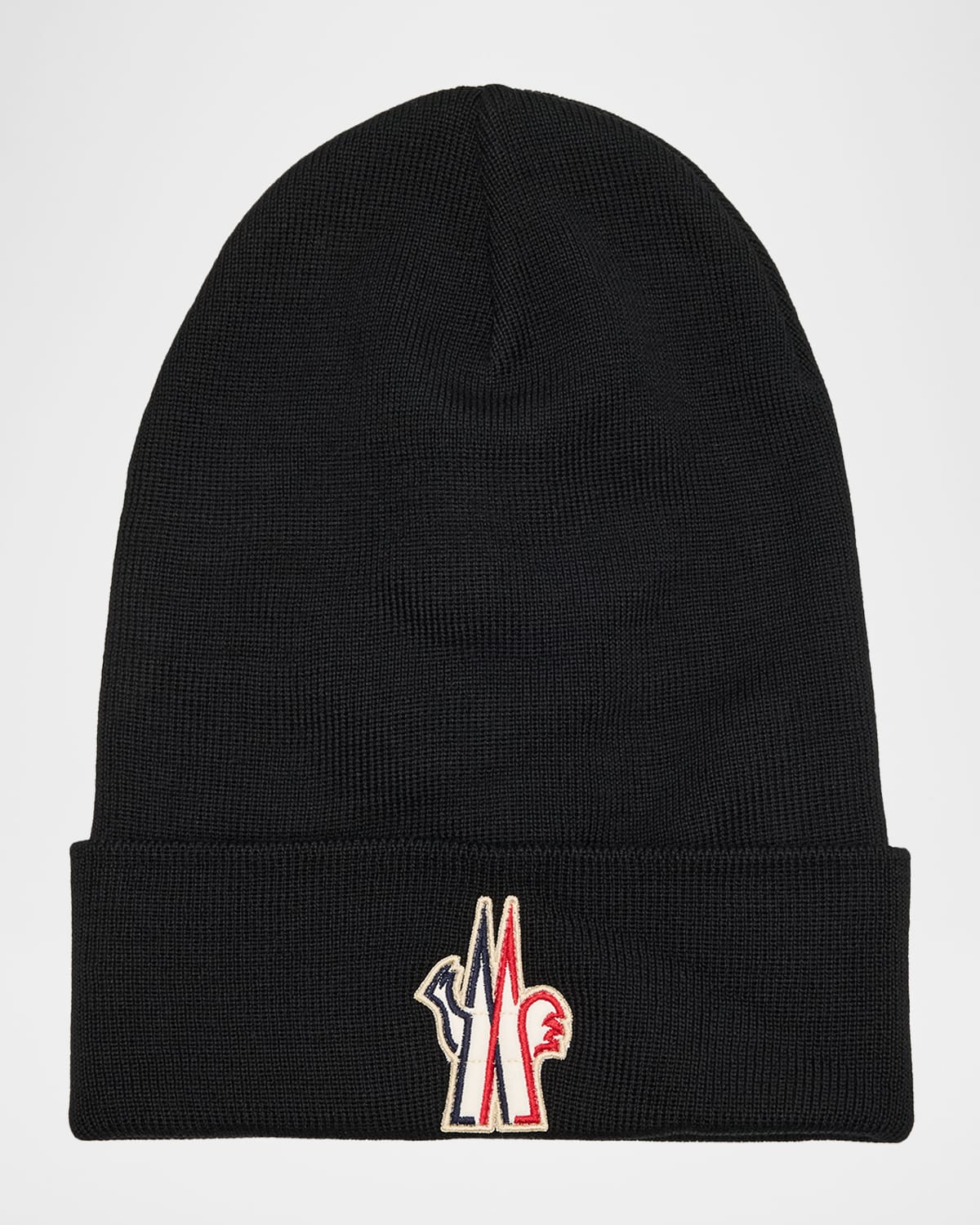 Moncler Men's Wool Logo-patch Beanie In Black
