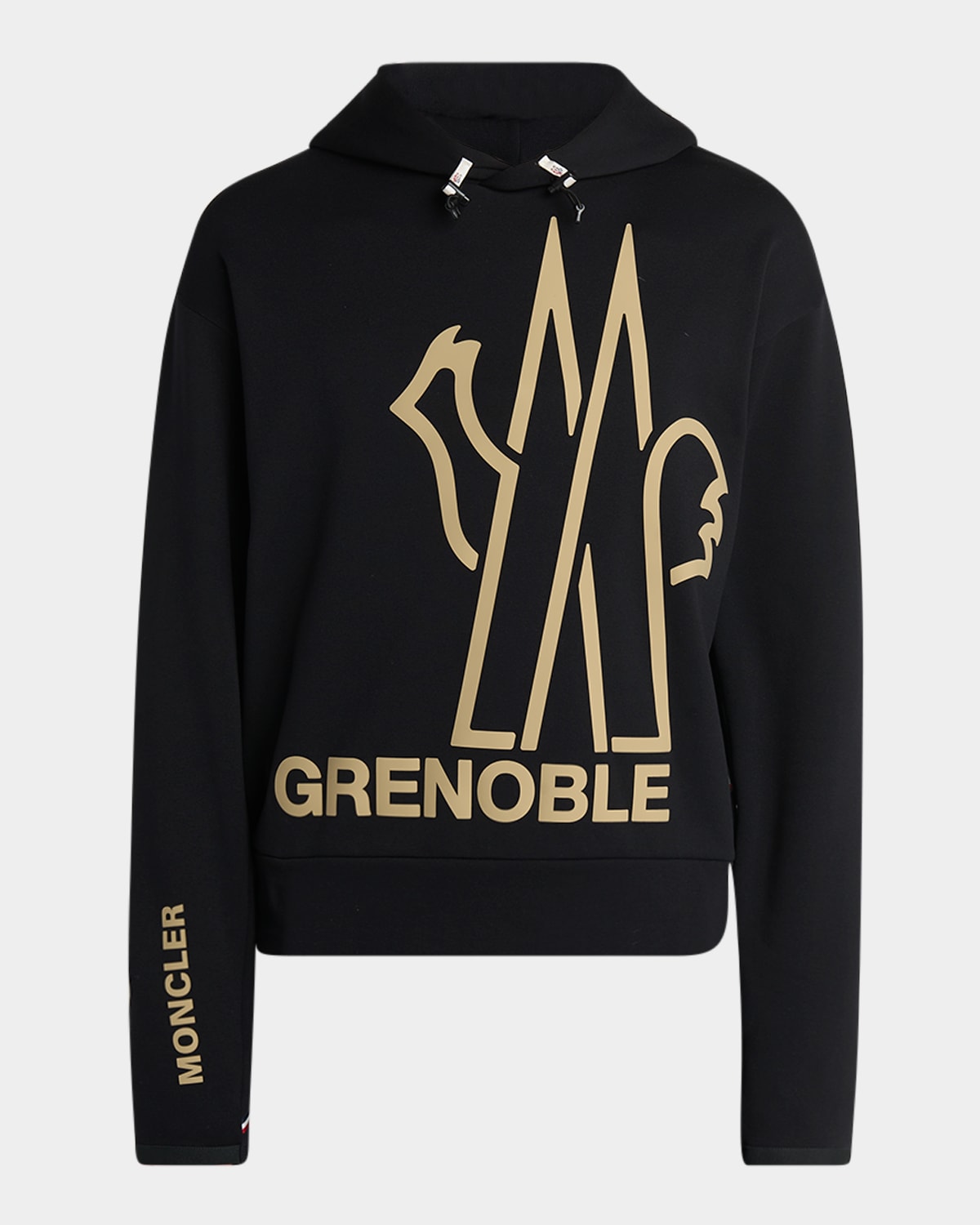 Moncler Graphic Print Hooded Knitwear Drawstring In Black