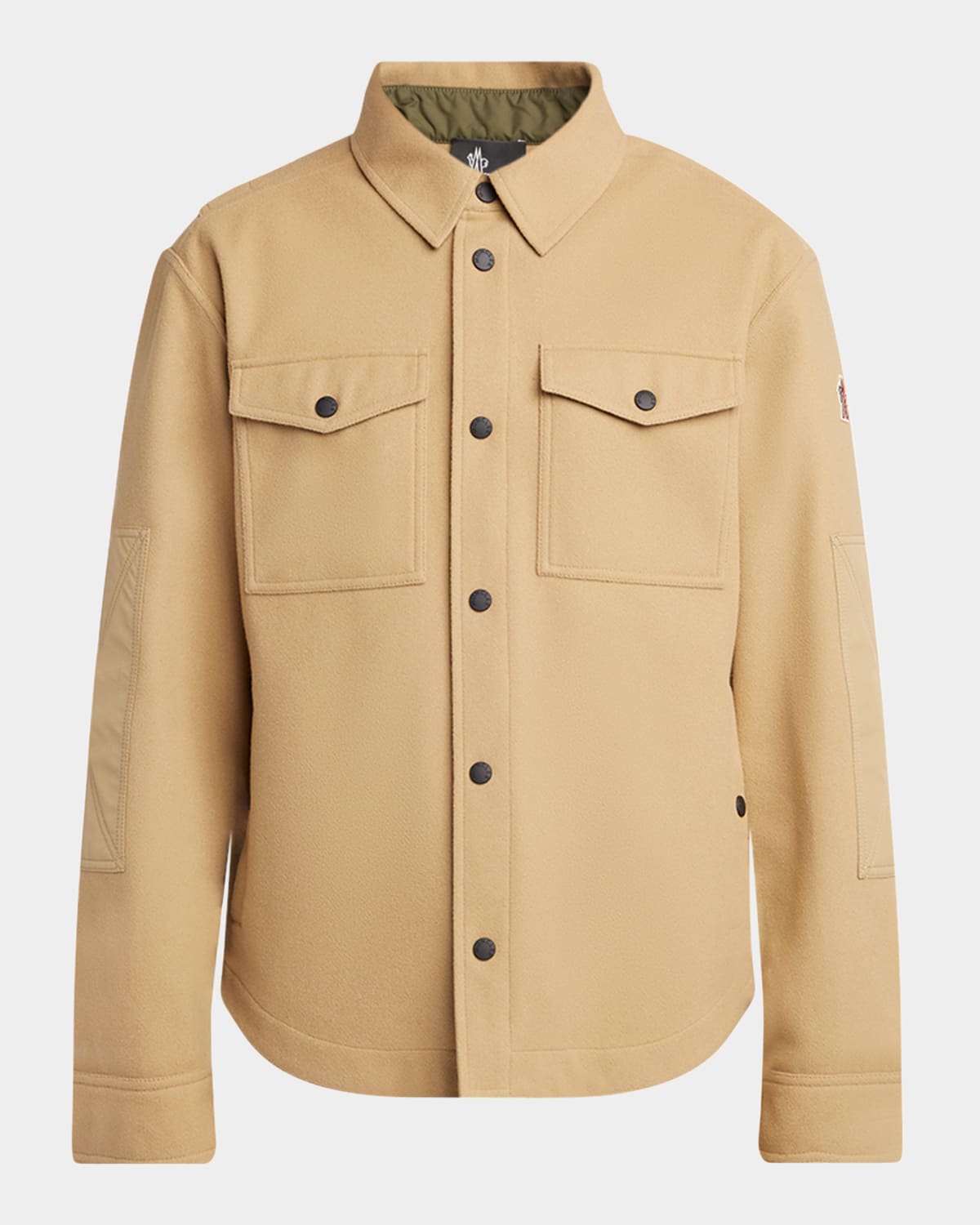 Moncler Brushed Jersey Snap-front Overshirt In Brown