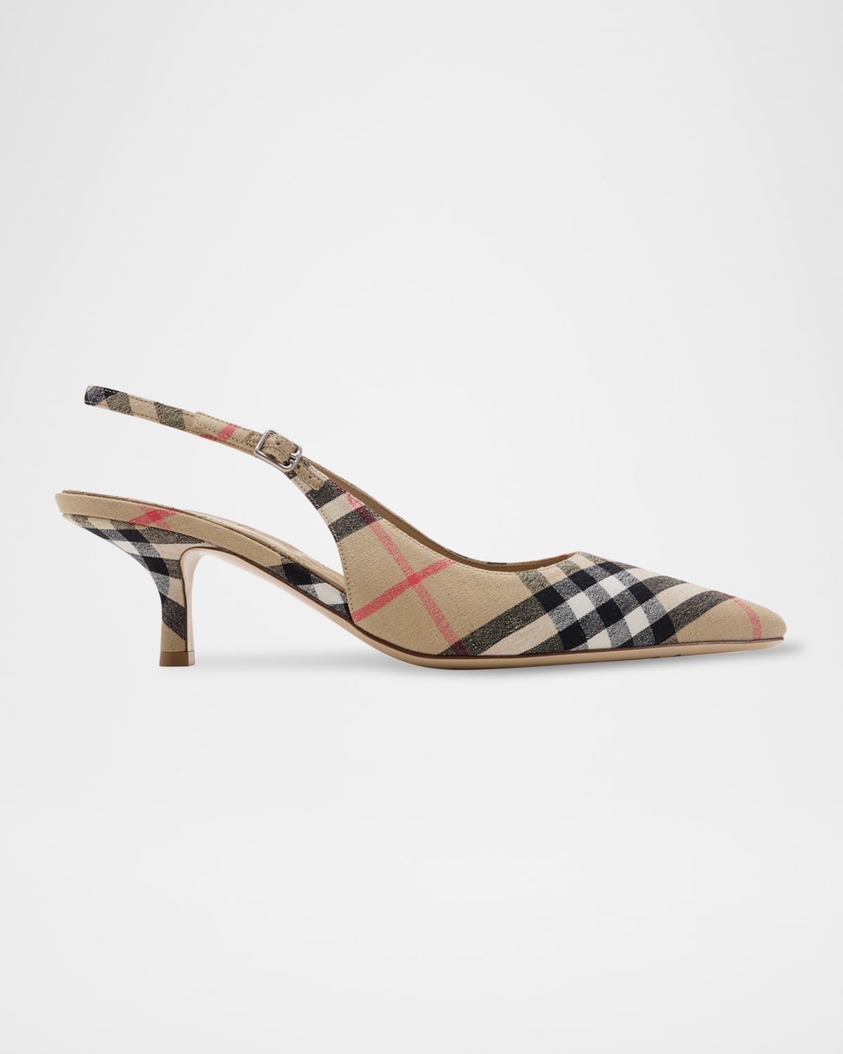 Burberry Dame Vintage Check Slingback Linen Pumps
