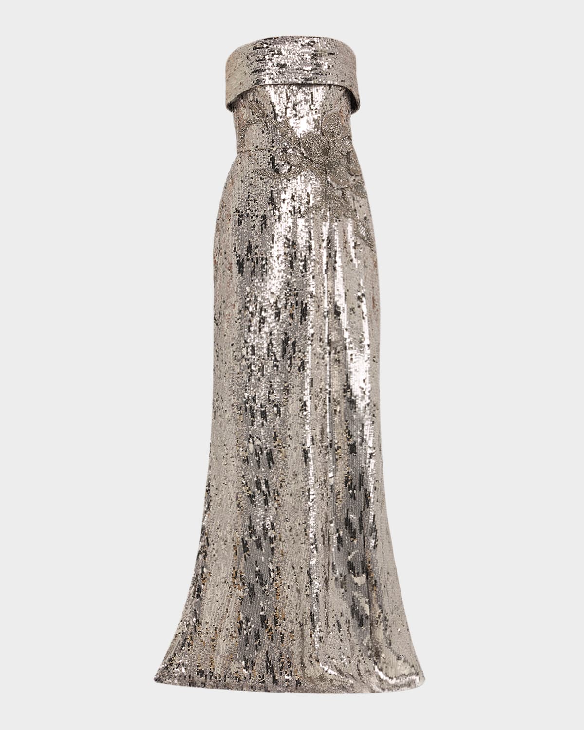 Sequined Strapless Trumpet Gown