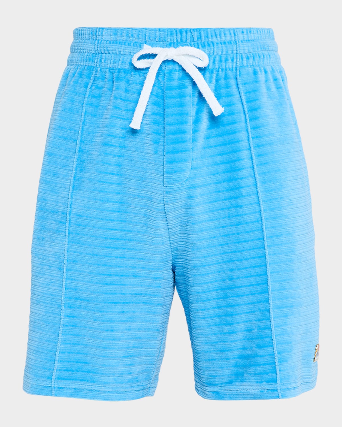Casablanca Men's Velour Pintuck-pleated Drawstring Shorts In Blue