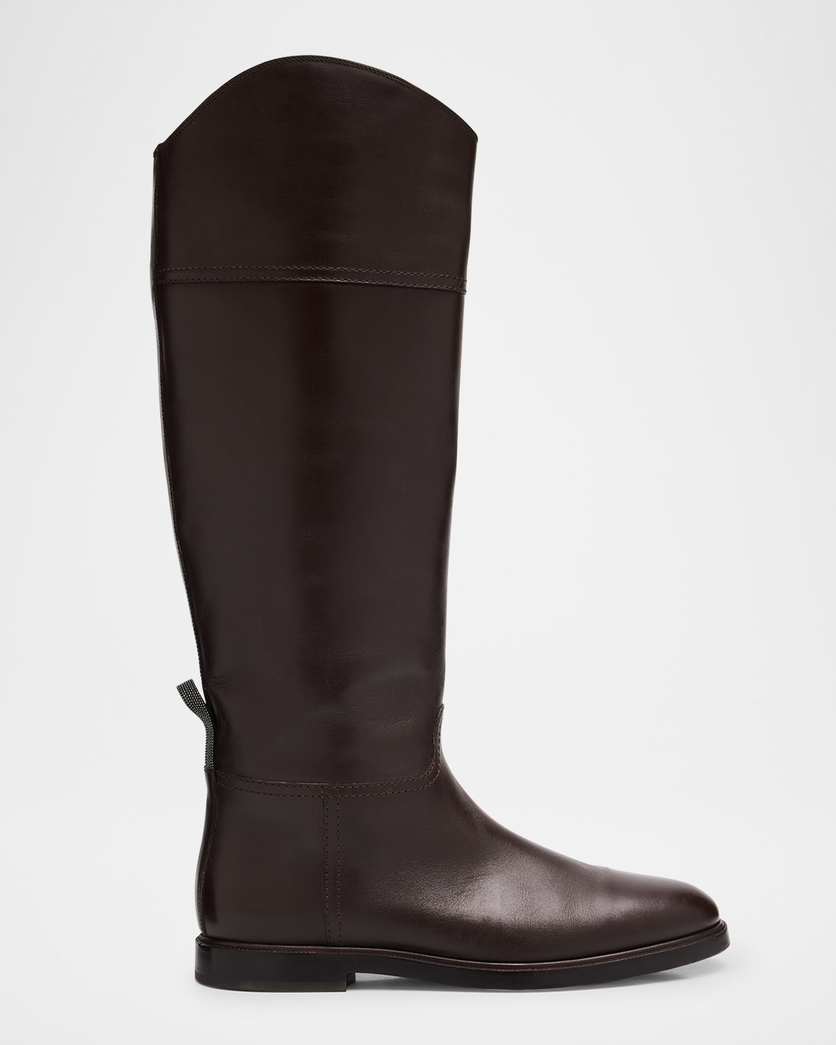 Brunello Cucinelli Mat Leather Equestrian Riding Boots In Brown