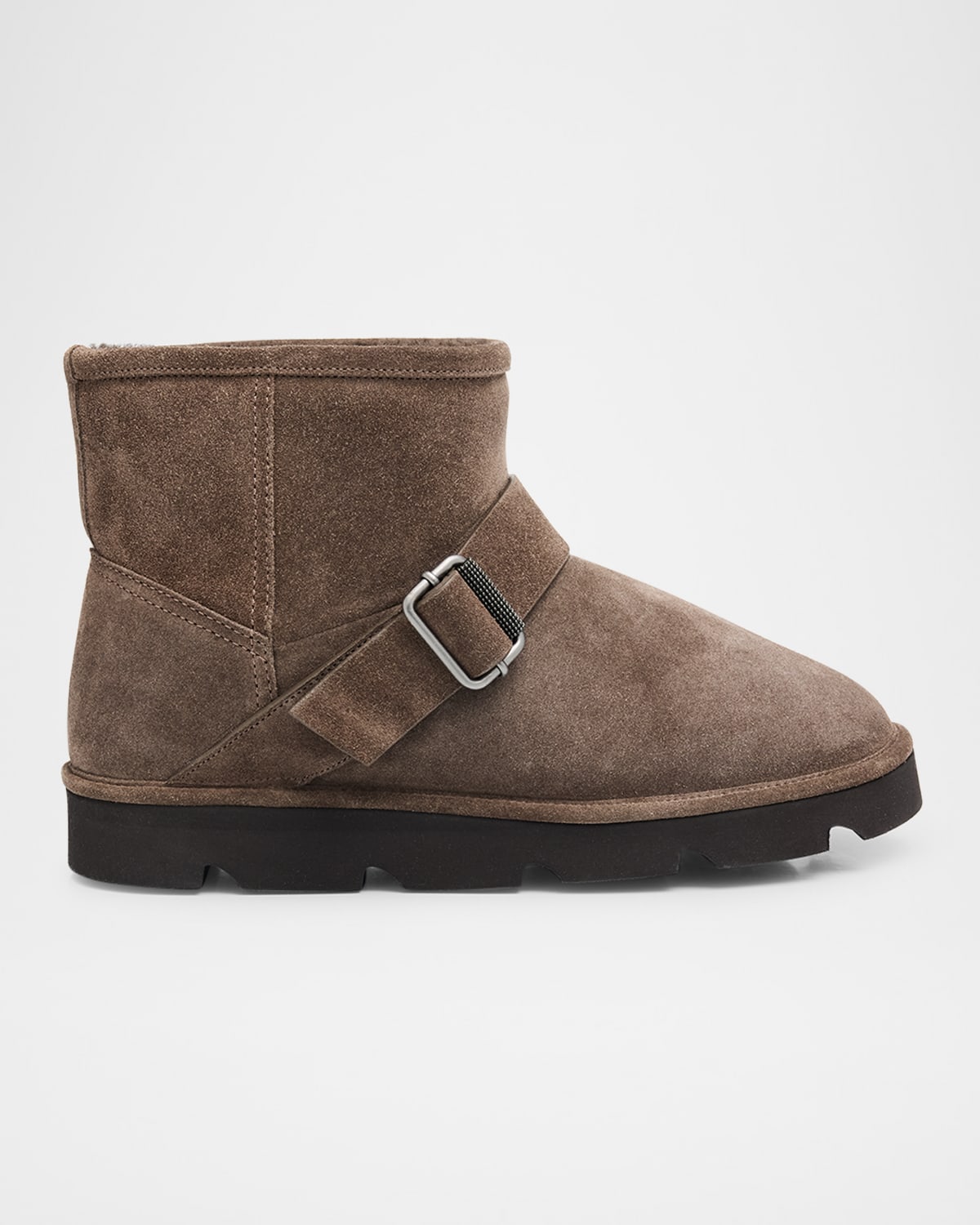 Brunello Cucinelli Suede Shearling-lined Ankle Boots In Brown
