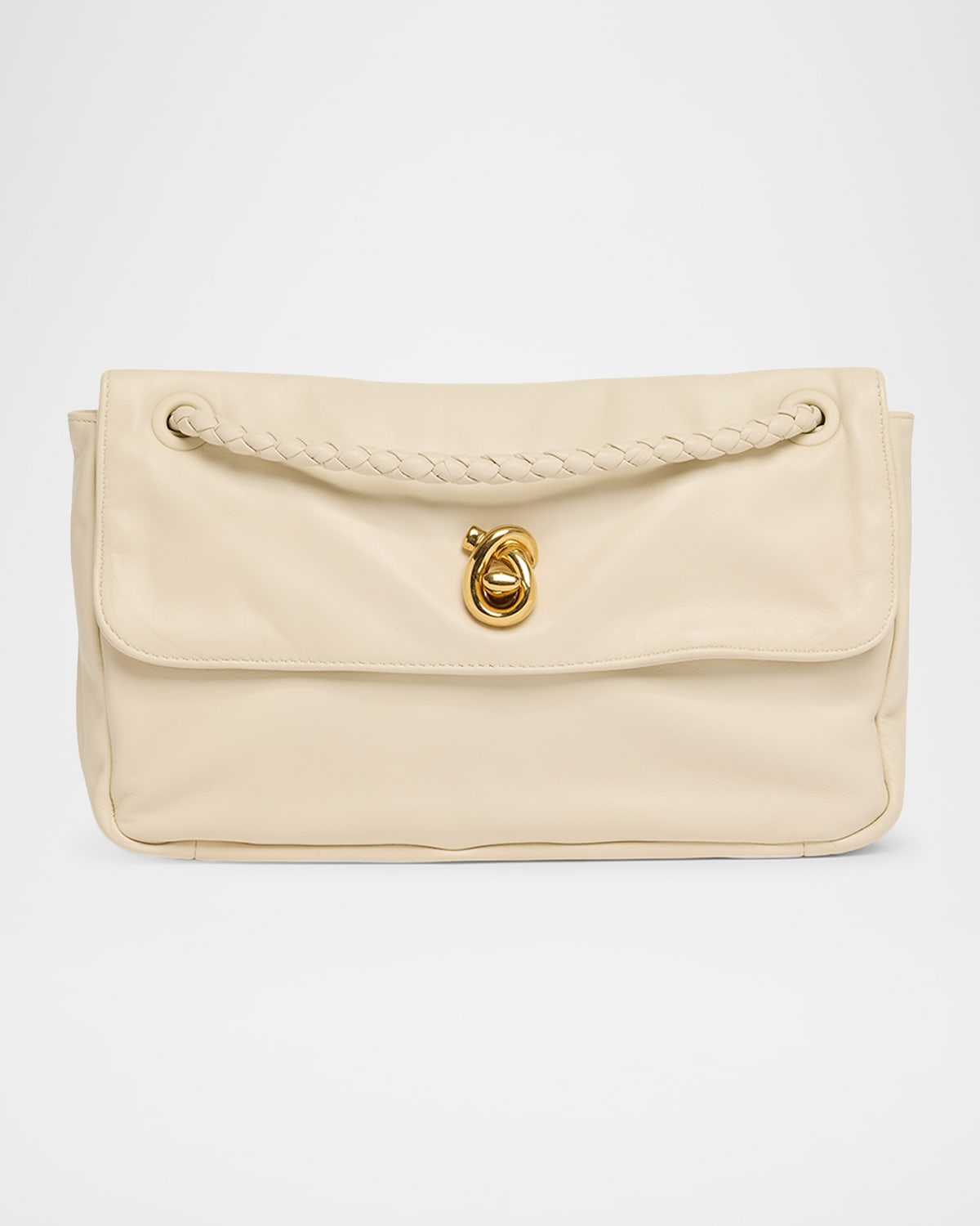 Bottega Veneta Knot Flap Leather Shoulder Bag In Gray
