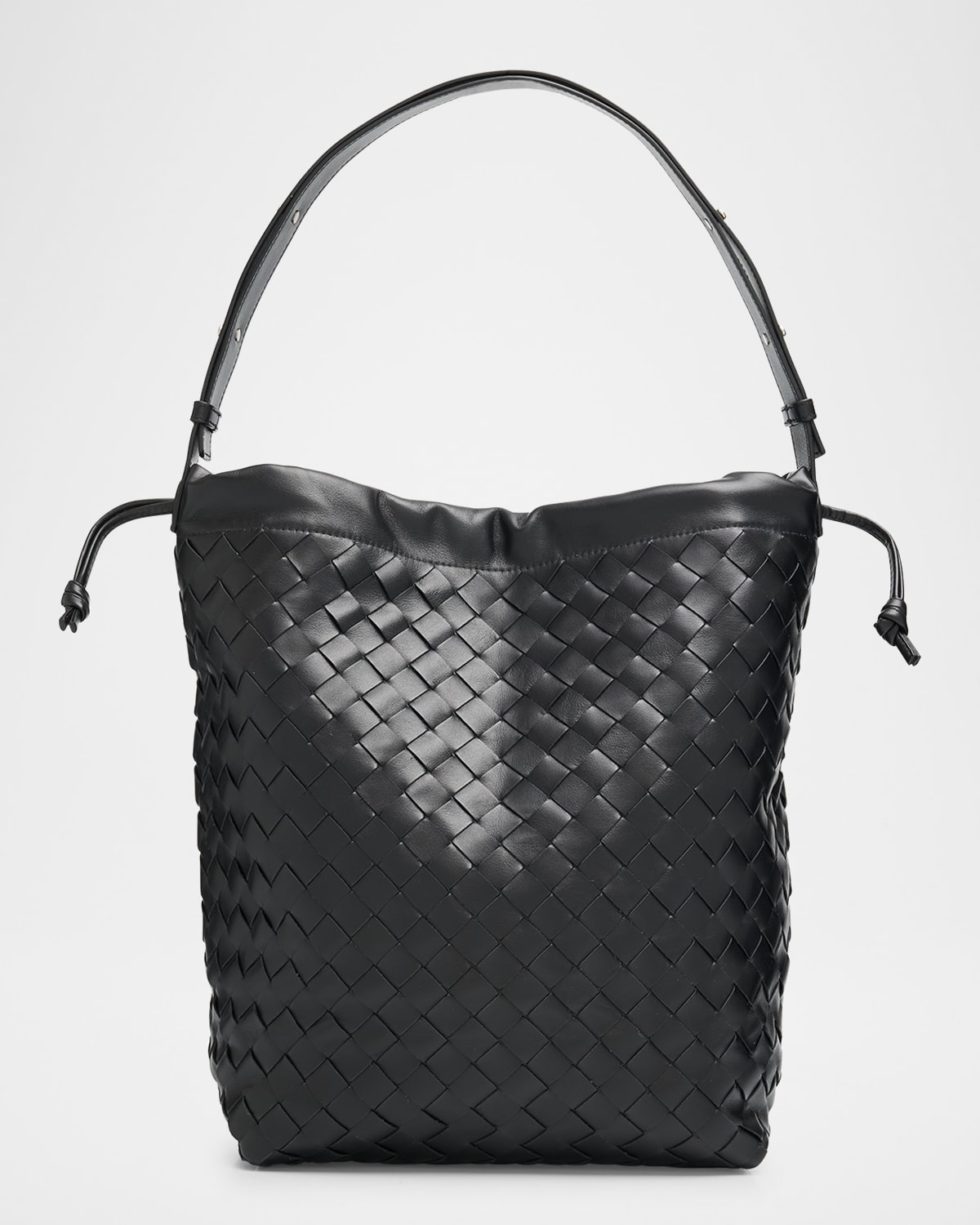 Leather Drawstring Shoulder Bag