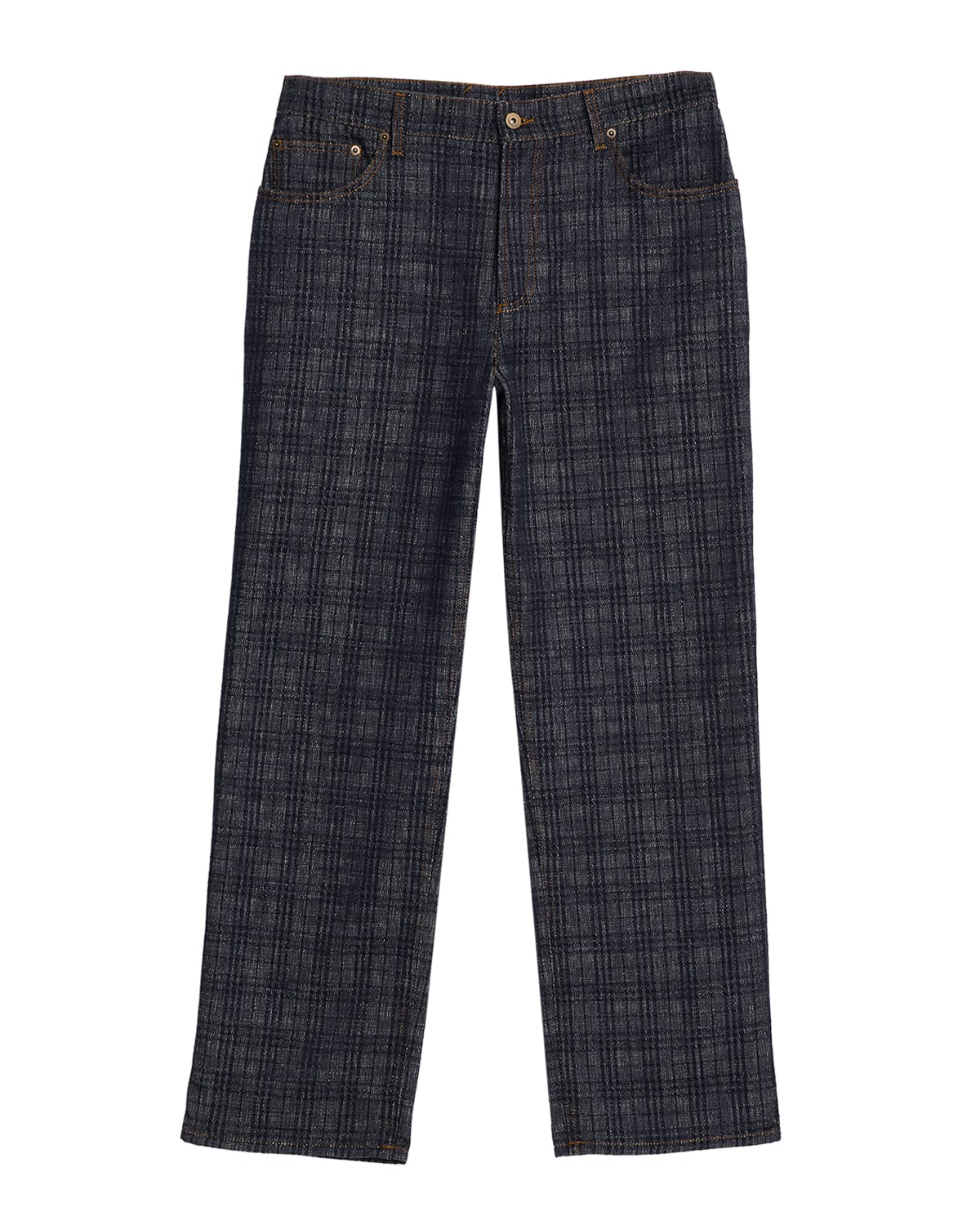 Men's Denim Check Five-Pocket Pants