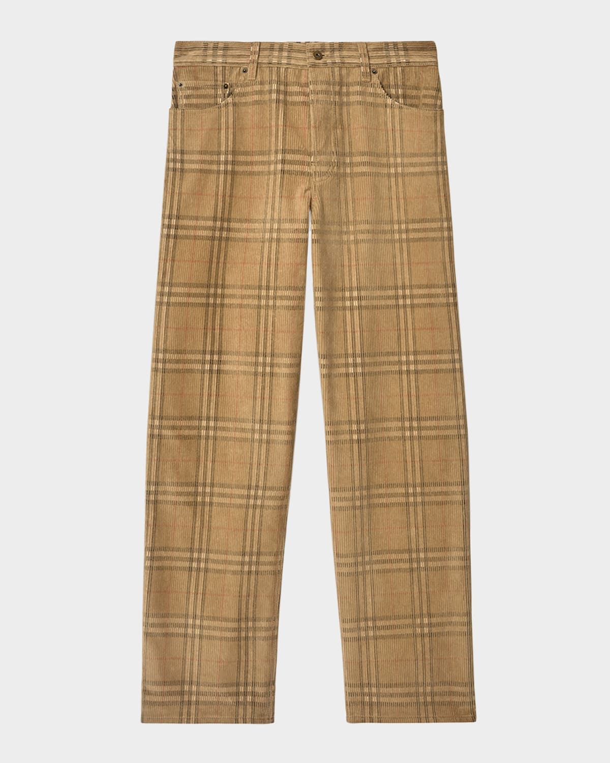 Burberry Sand-coloured Check Corduroy Trousers In Neutral