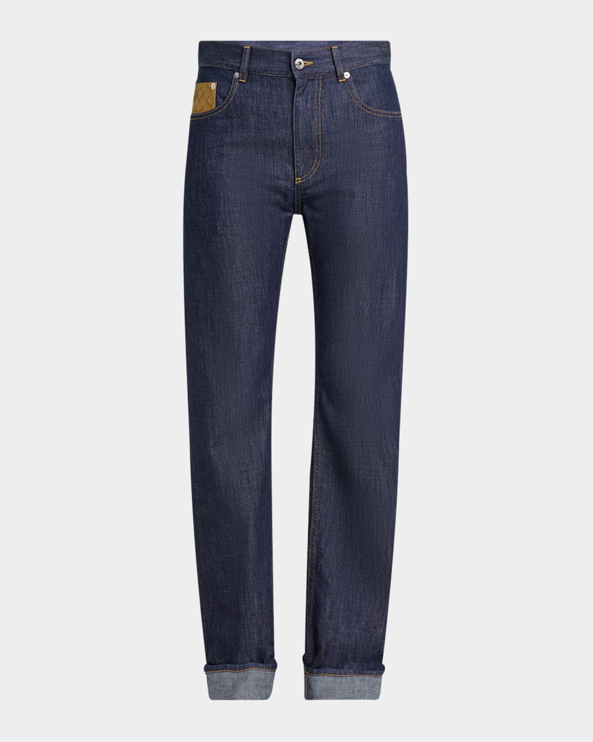 BOTTEGA VENETA INTRECCIATO SUEDE POCKET STRAIGHT-LEG DENIM TROUSERS 
