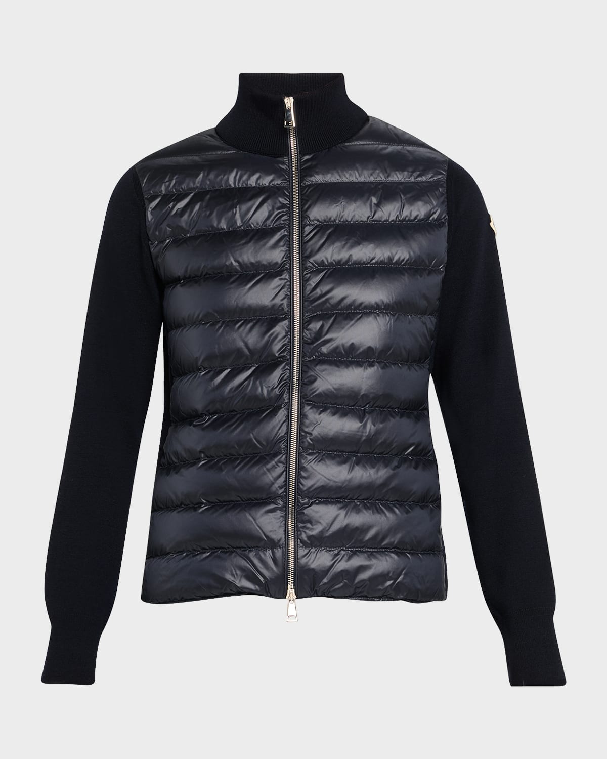 Moncler Combo Down Short Cardigan In Blue