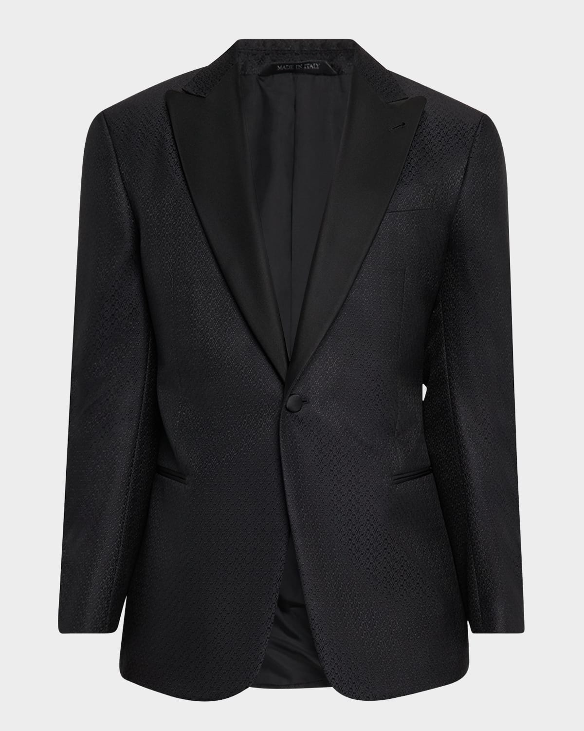 Giorgio Armani Men's Honeycomb Satin Peak Lapel Dinner Jacket In Gray