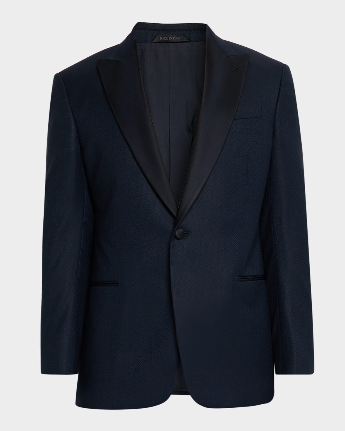 Men's Micro Geometric Satin Peak Lapel Tuxedo