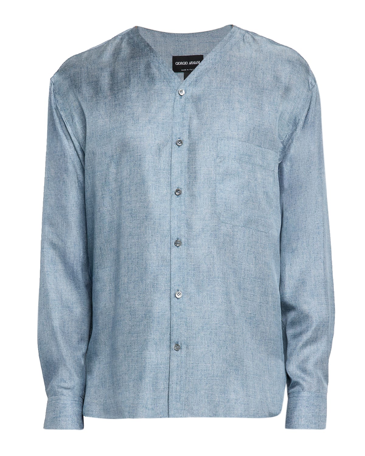 Men's Silk Denim Effect Button-Down Shirt