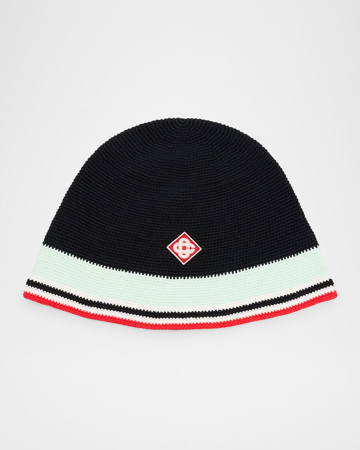 Casablanca Men's Monogram Stripe-trim Crochet Beanie Hat In Multi
