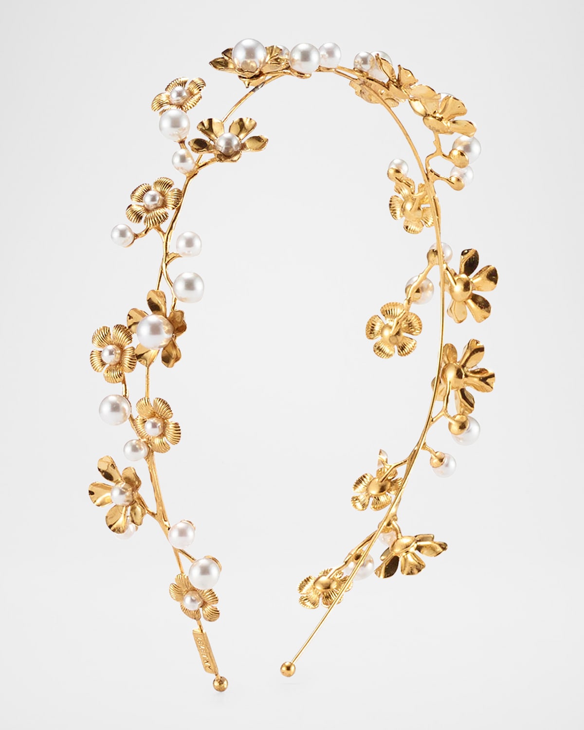 Lelet Ny Brynn Floral Faux Pearl Strand Headband In Gold