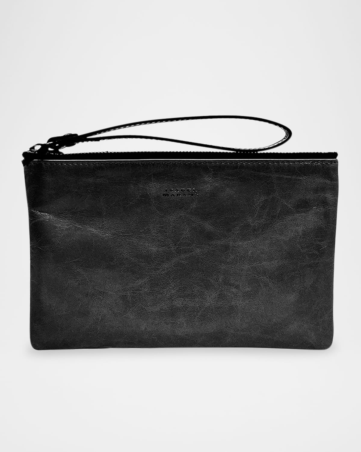 Isabel Marant Mino Zip Leather Wristlet Pouch Bag