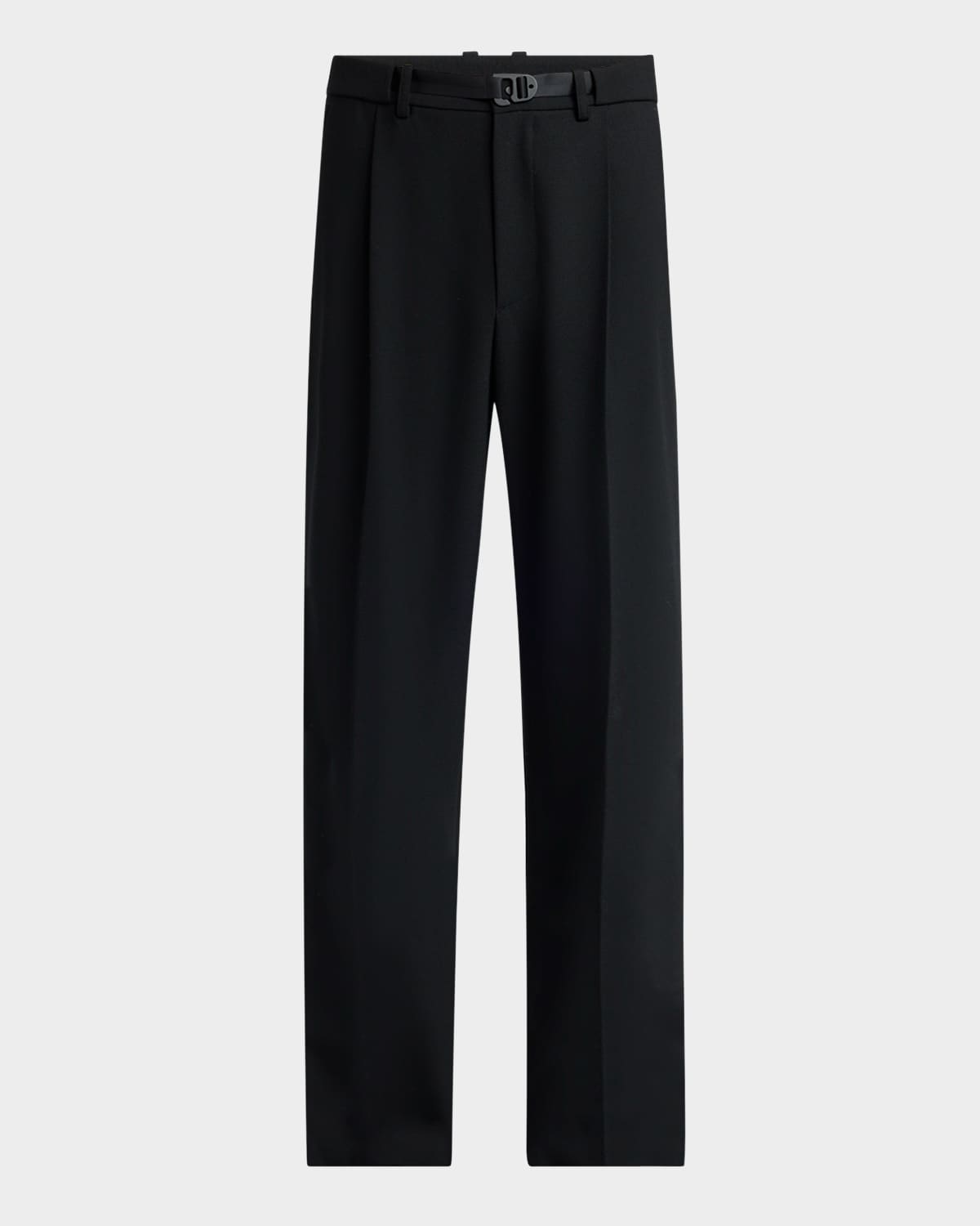 Moncler Men's Matte Black Belted Twill Trousers In Black