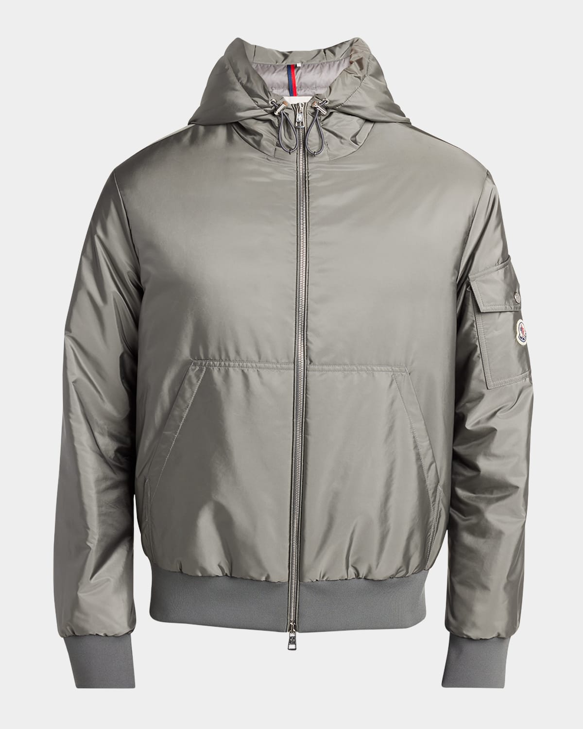 Moncler Poiliot Hooded Short Down Jacket In Gray