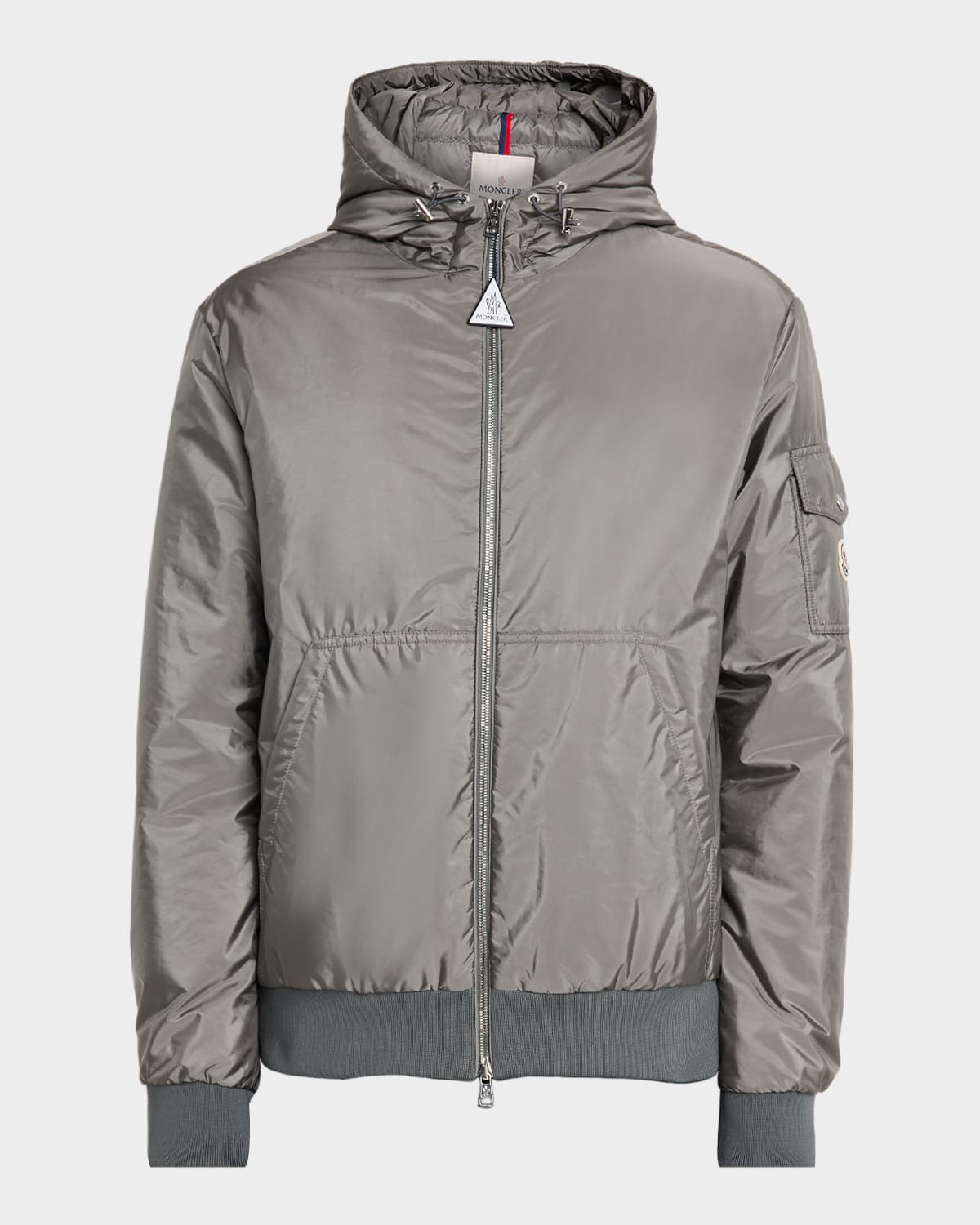 Moncler Men's Poiliot Hooded Nylon Down Jacket In Gray