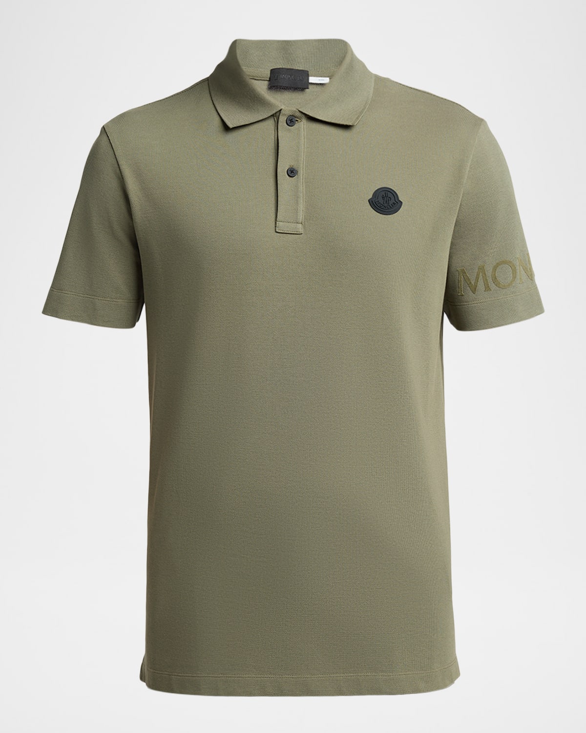 Moncler Logo-embroidered Polo Shirt In Green