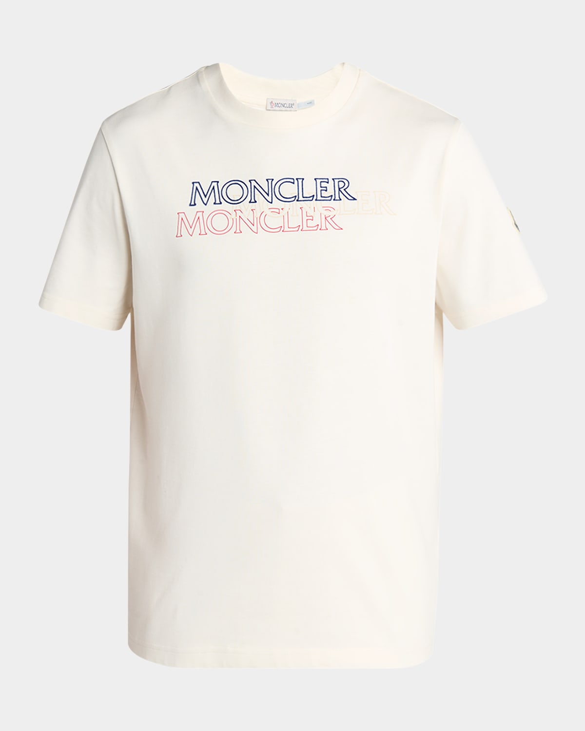 Moncler Mens Natural Logo-print Crewneck Cotton T-shirt In Brown