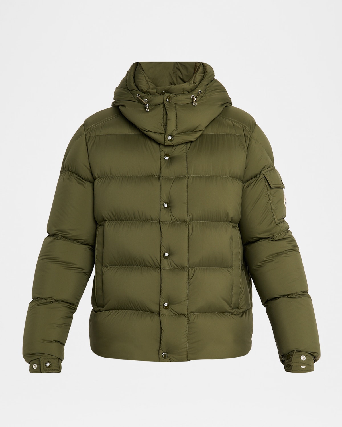 Moncler Maya 70 Hooded Short Down Jacket In Green