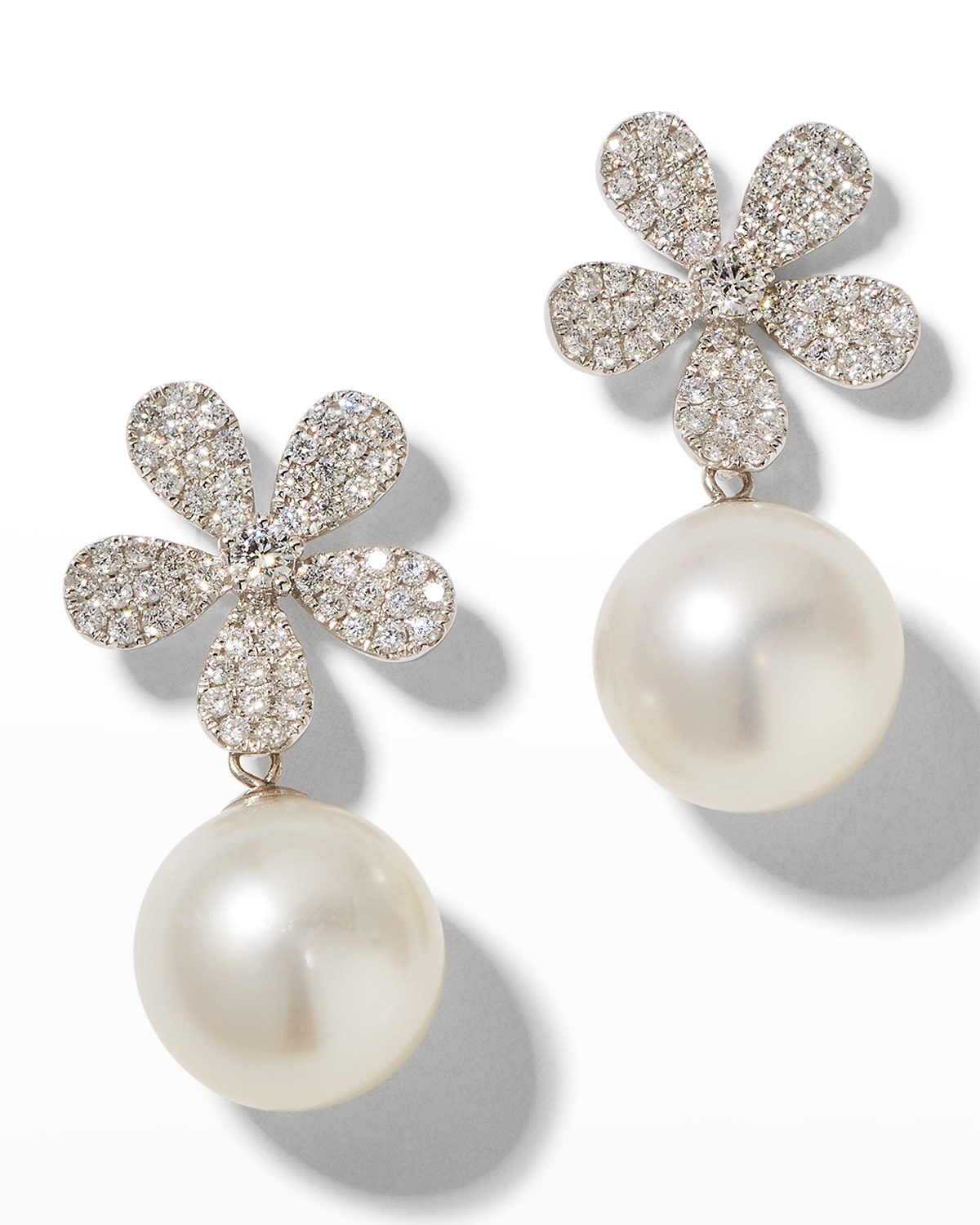 Fleur White Diamond & Pearl Earrings