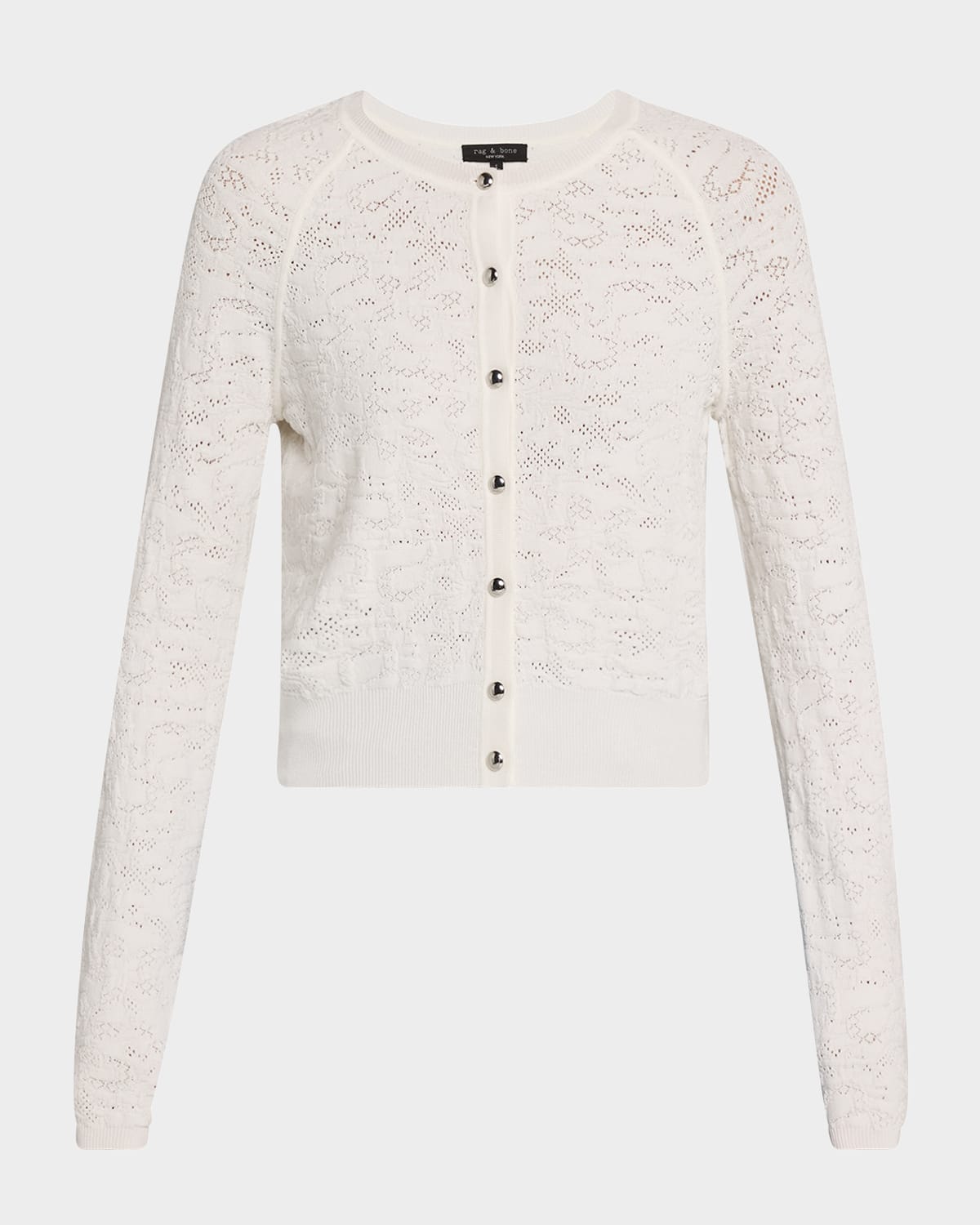 Rag & Bone Lucia Lace Knit Cardigan In White