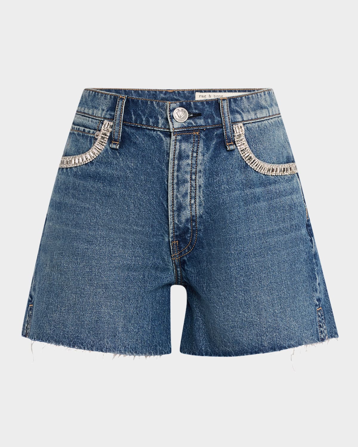 Shop Rag & Bone Embellished Cut-off Denim Shorts