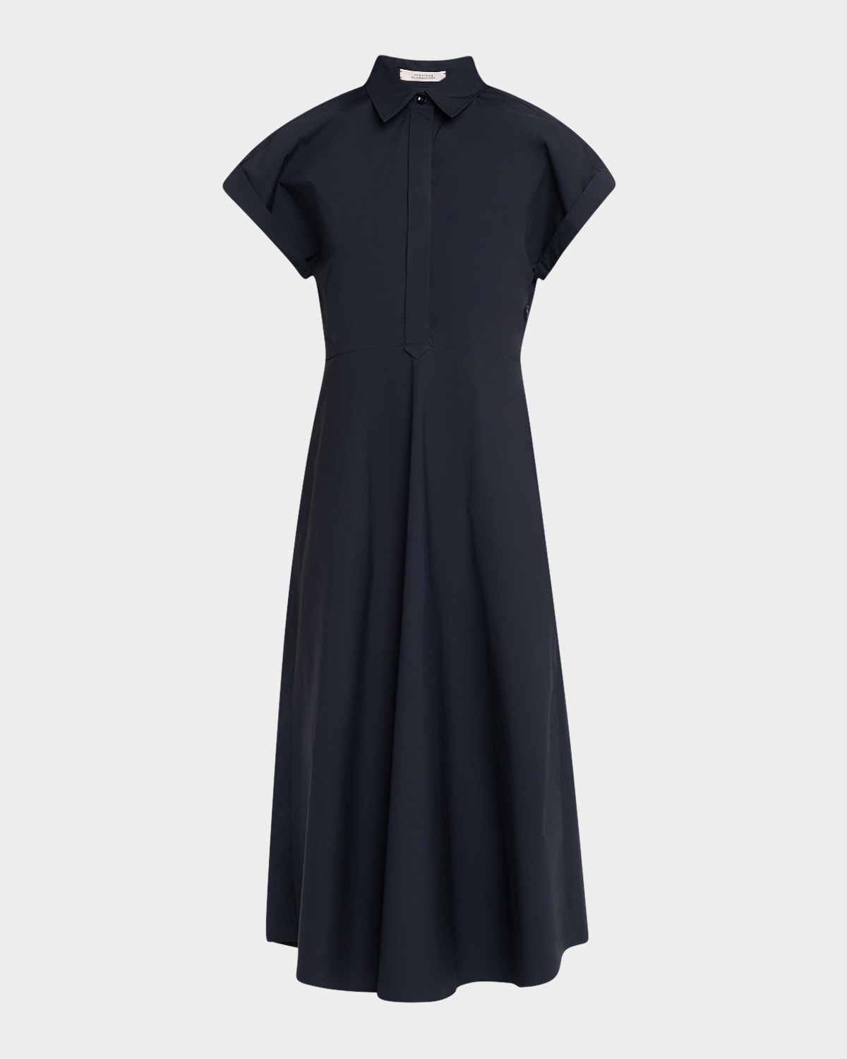 Dorothee Schumacher Poplin Power Short-sleeve Midi Shirtdress In Blue