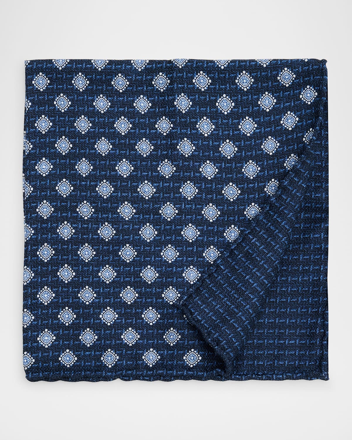 Men's Medallion-Print Silk Pocket Square