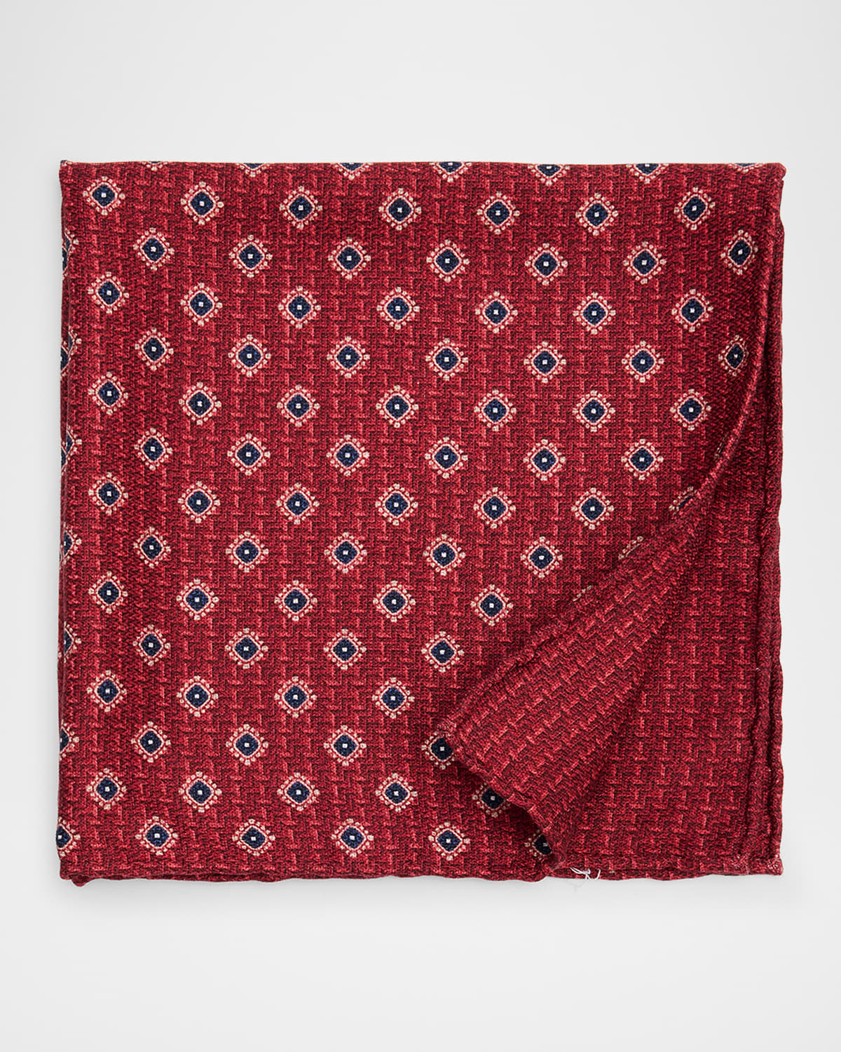 Men's Medallion-Print Silk Pocket Square