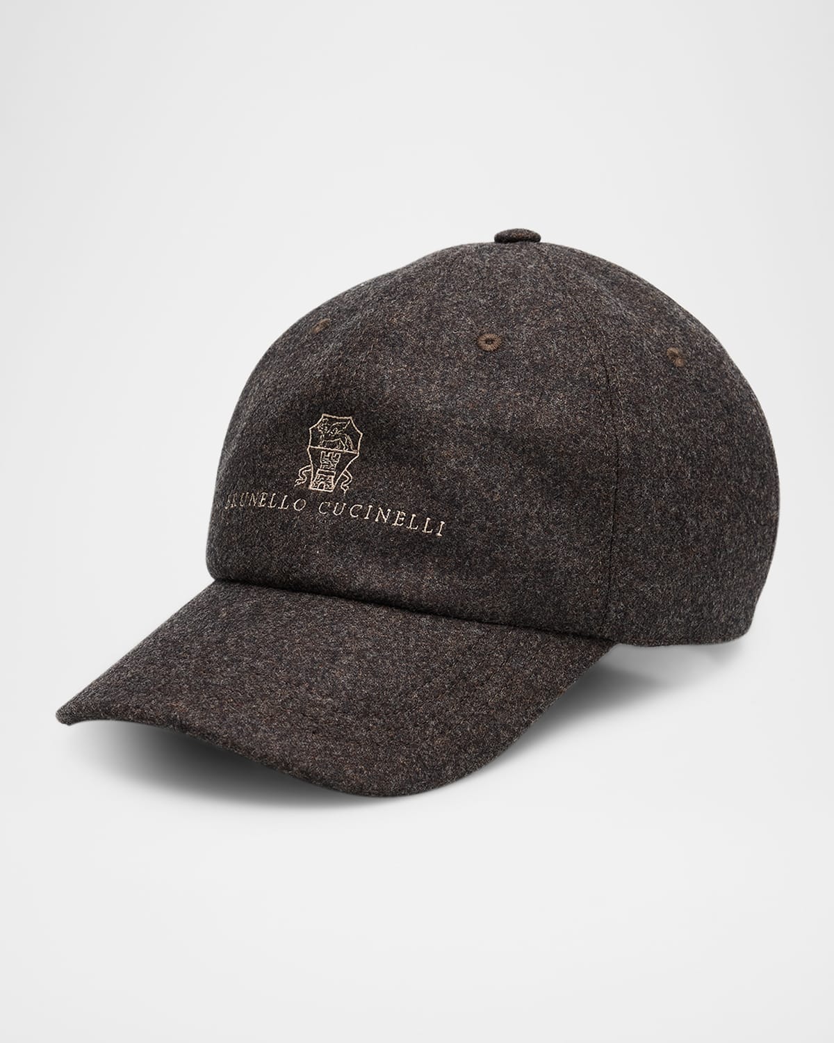 Brunello Cucinelli Men's Cashmere Baseball Cap With Logo In Brown