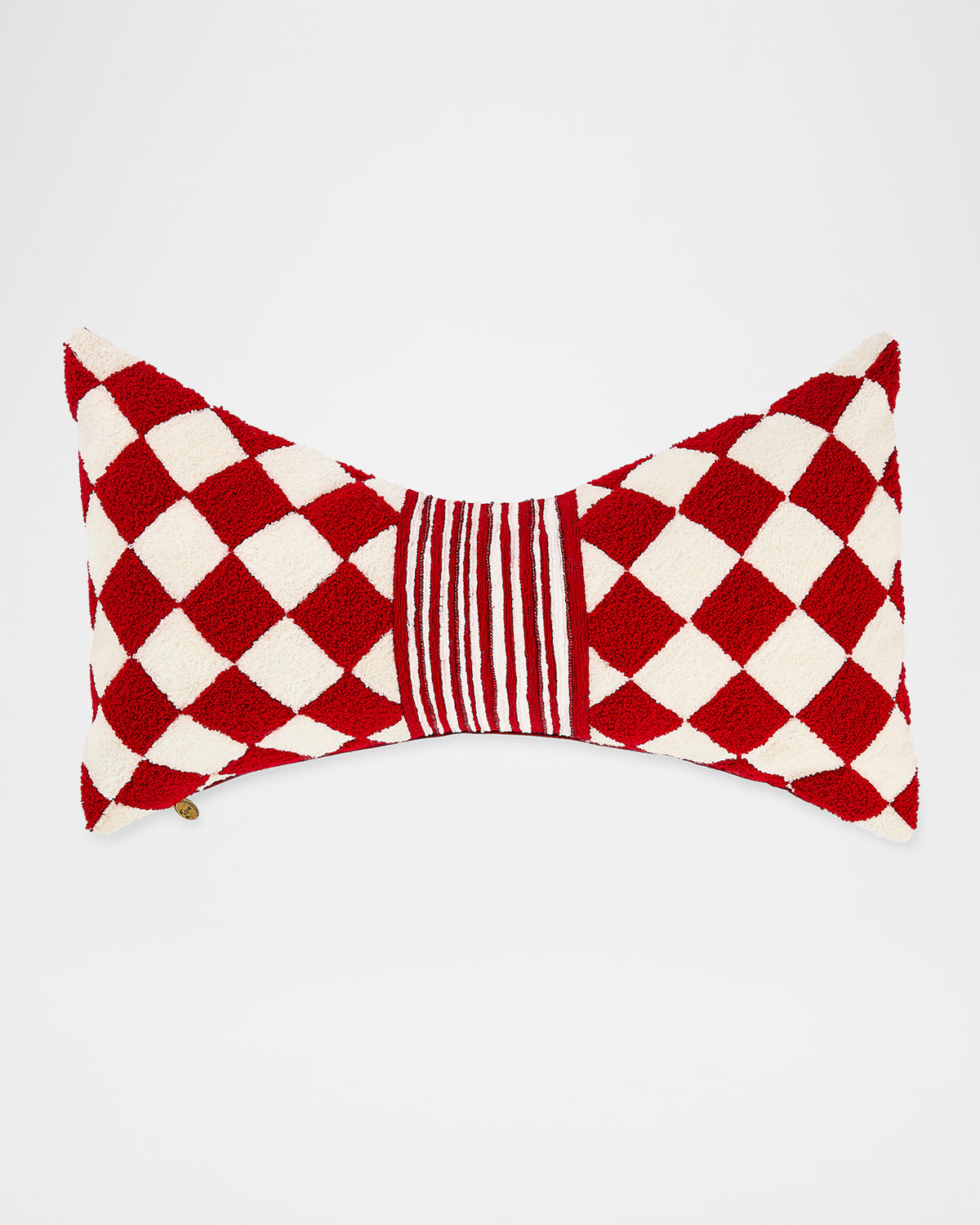 Mackenzie-childs Red Diamond Bow Pillow, 11" X 20"