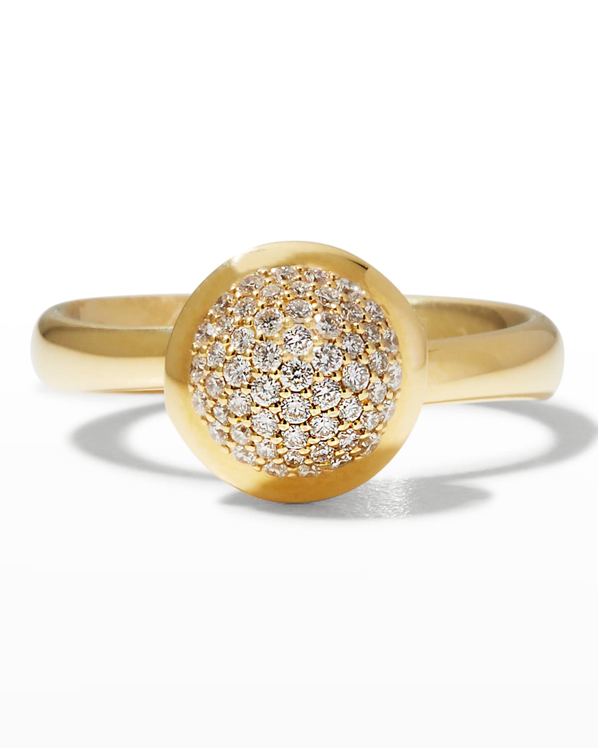 Bouton 18K Yellow Gold Pave Diamond Ring, Size 7