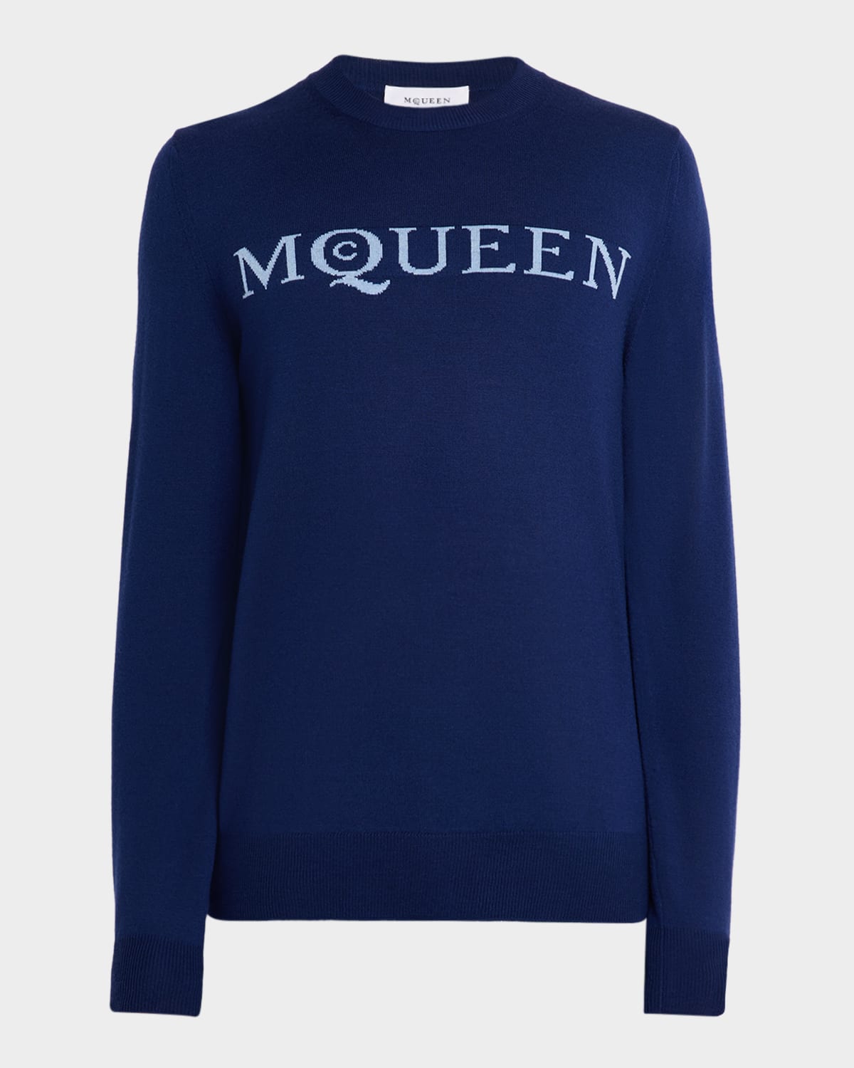 Alexander Mcqueen Men's Wool Jacquard Logo Crewneck Sweater In Multi