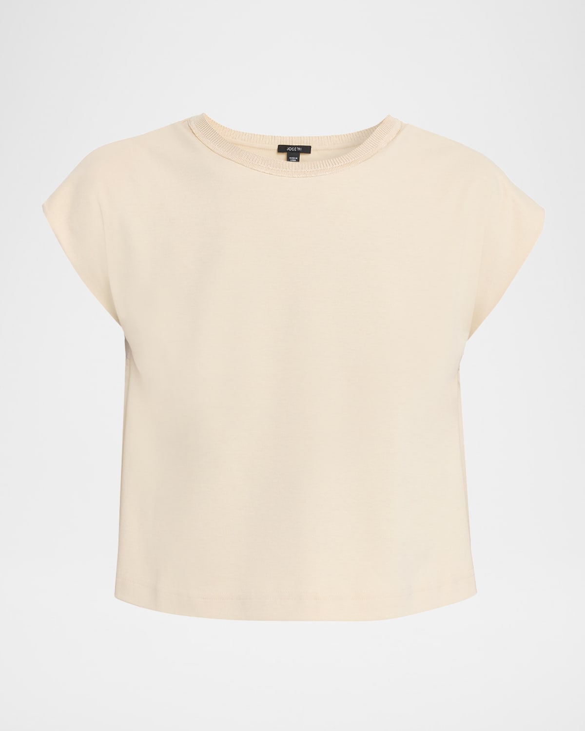 Joseph Cap-sleeve Cotton Jersey & Poplin Ruffle Tee In White