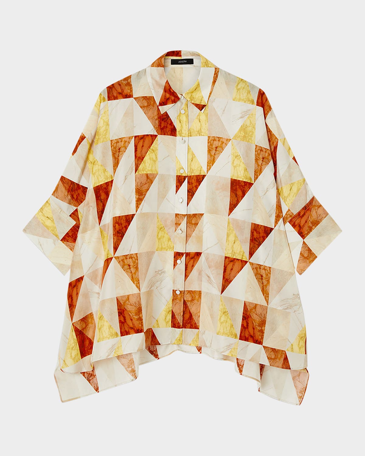 Arcole Marble-Print Habotai Silk Blouse