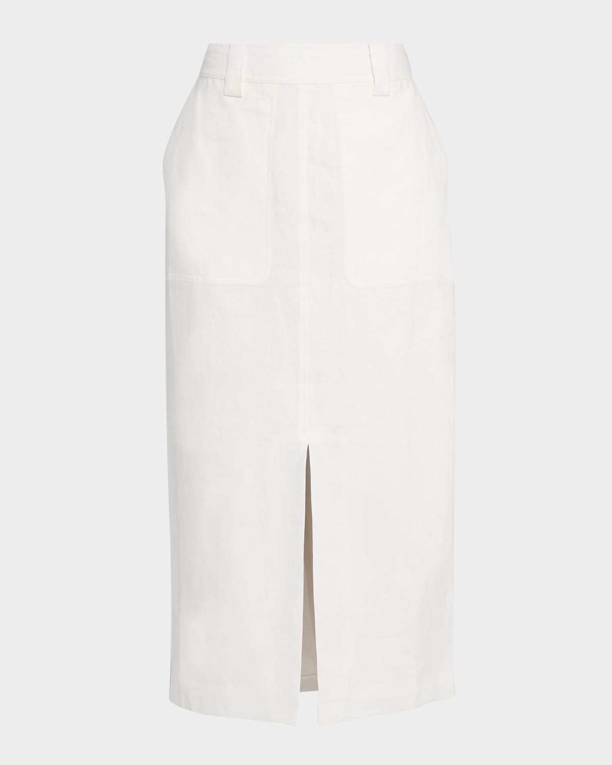 Sans Faff Salina Tailored Linen Midi Skirt In White